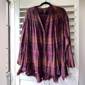 Free People Plaid Oversized Tunic